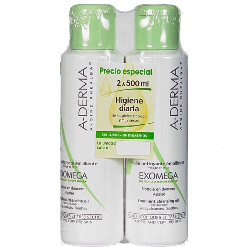 A-DERMA EXOMEGA ACEITE LIMPIADOR DUPLO 2U 30 % DTO