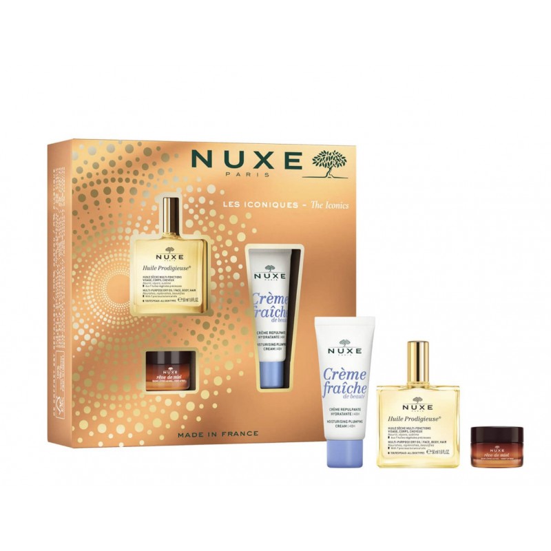 NUXE COFRE  HUILE 50ML + CREMA HIDRA + LABIAL